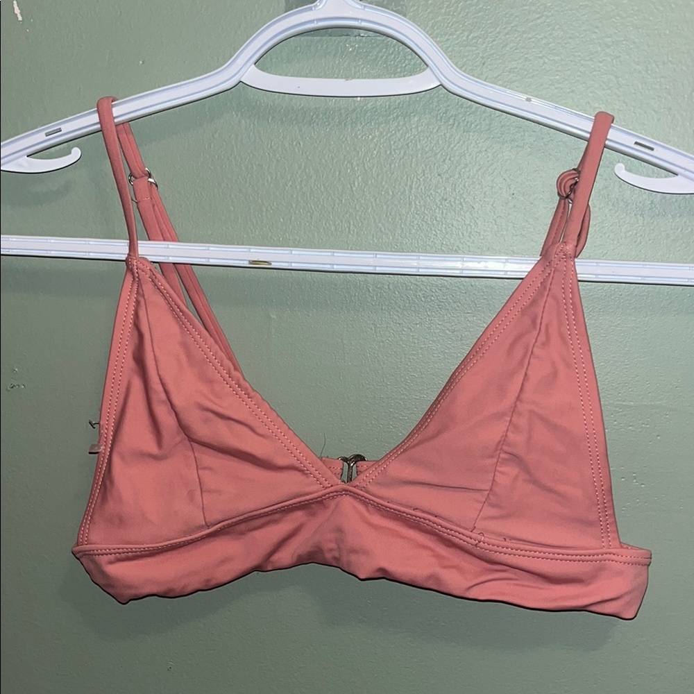 Pink Bikini with Plunging Neckline and Twist Detail